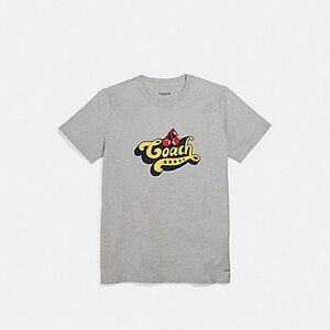 Coach New York Cherry Logo Tee Shirt Grey XS